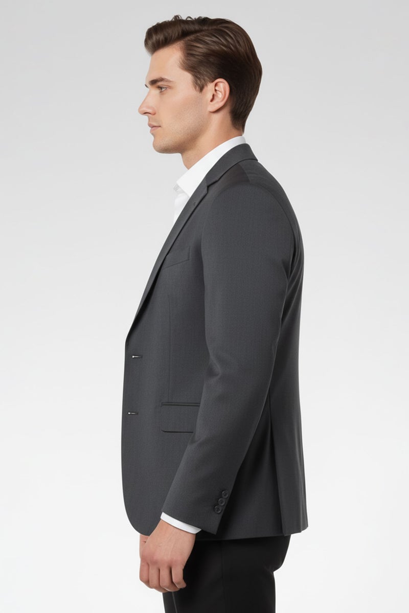 Hackett Men Regular Fit Solid Casual Blazers, Dark Grey - Image 2